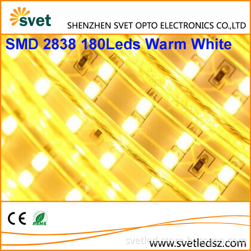High Voltage 110V 220V 240V SMD 2835 Double Row 180Leds Tri-chip Led Light Strip Fixture Plug and Play 100M/Roll